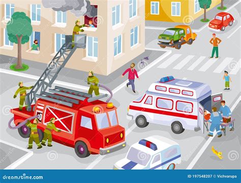 illustratie van een pyromaan of brandweerlieden