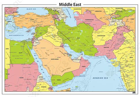 kaart van het Midden-Oosten met gemarkeerde conflictgebieden en vliegroutes