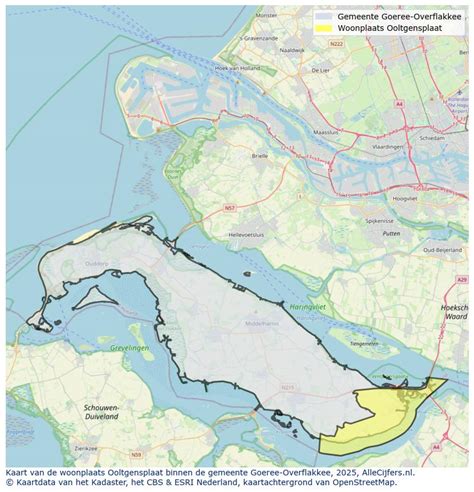 Overzichtskaart van Goeree-Overflakkee met Ooltgensplaat en omliggende natuurgebieden