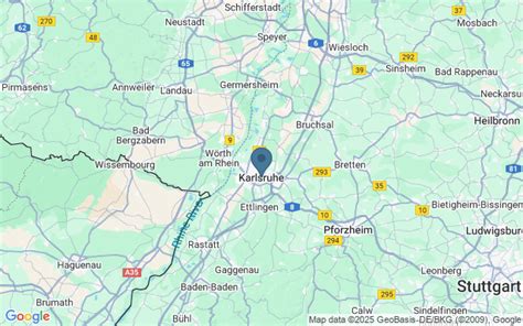 Kaart van Karlsruhe met belangrijke bezienswaardigheden en hotels