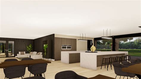 Moderne appartement met een ruime woonkamer, keuken en eetgedeelte