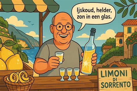 Een fles Limoncello met citroenen uit Sorrento