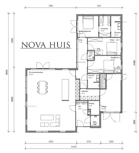 Plattegrond van een bungalow met tuin