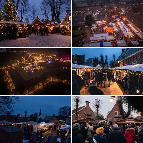 Een sfeervolle kerstmarkt in Nederland met kraampjes en verlichting.