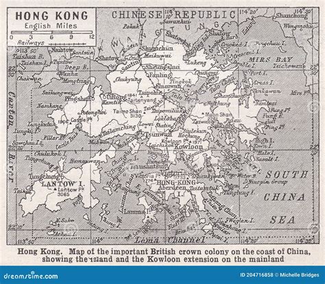 Historische kaart van Hongkong tijdens de Britse kolonisatie