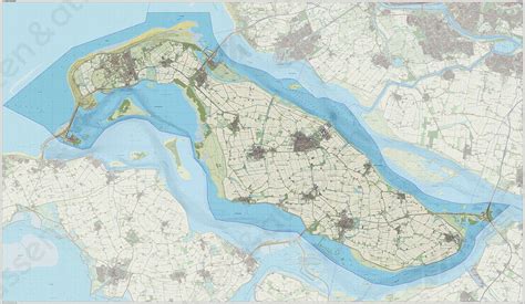 Kaart van Goeree-Overflakkee met belangrijke bezienswaardigheden zoals Brouwersdam en Neeltje Jans