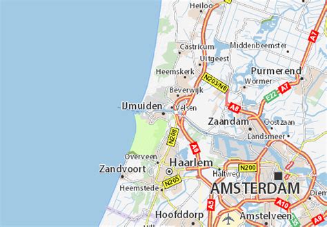 plattegrond van IJmuiden met Hotel Royal gemarkeerd en nabijgelegen bushaltes en de veerterminal