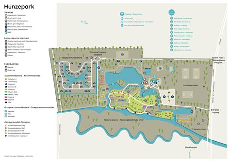 Overzichtskaart van Roompot Hunzepark met autovrije zones en parkeergelegenheid