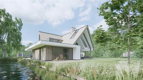 Voorbeeld van een moderne villa aan het water op Roompot Hunzepark