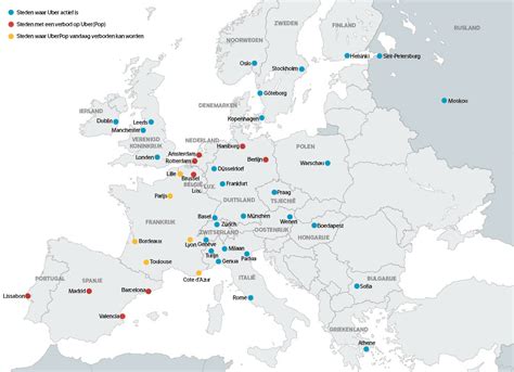 Kaart met populaire bestemmingen van KLM