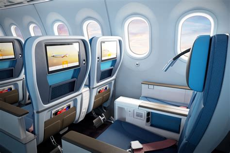 interieur van de KLM Premium Comfort Class cabine