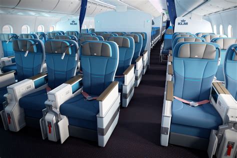 Een foto van de cabine van KLM Business Class.
