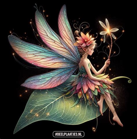 Gedetailleerd beeldje van een Droomvlucht elfje met vleugels, zittend op een bloemrijke ondergrond.