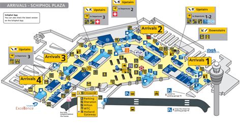 Plattegrond van de terminal van Bari Airport met aanduiding van faciliteiten.