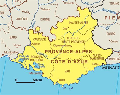 Kaart van Nice met de Provence-Alpes-Côte d'Azur regio in Frankrijk
