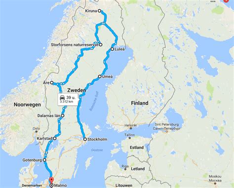 Routekaart van Weeze naar Stockholm met mogelijke tussenstops