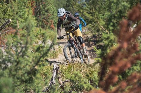 Actieve mountainbikers op een trail in de bergen bij Meiringen
