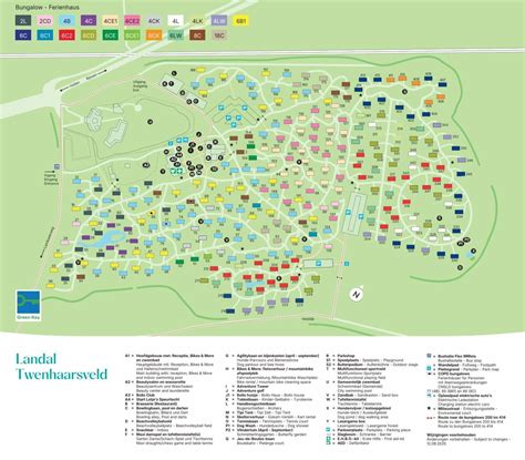Plattegrond van Landal Twenhaarsveld met aanduiding van verschillende bungalowtypes