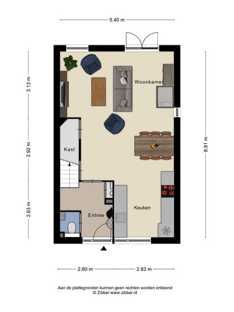 plattegrond van een representatief appartement aan De Hooge Vlucht