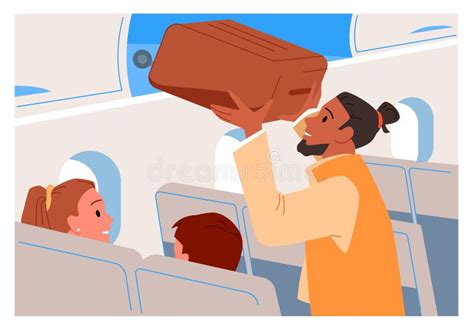 illustratie van een vliegtuigcabine met passagiers