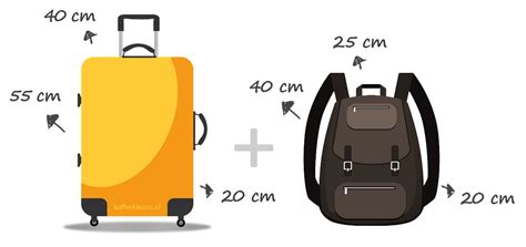 Diagram dat de verschillende maten van backpacks toont, van klein (dagrugzak) tot groot (expeditie rugzak)