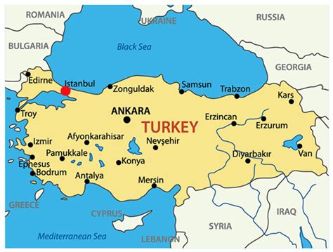 Kaart van Istanbul die de ligging op twee continenten en de Bosporus toont
