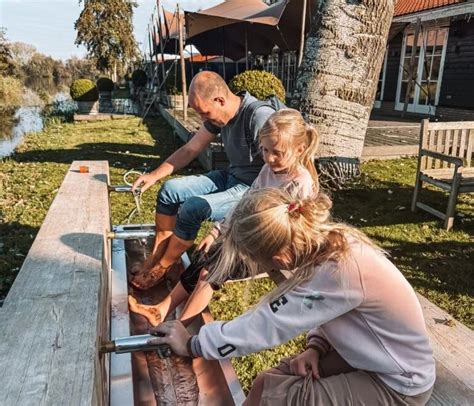 Illustratie van een blotevoetenpad door een bosrijk gebied in Drenthe