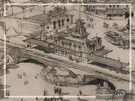 Een historische luchtfoto van Disneyland, gemaakt door Herb Ryman in 1953.