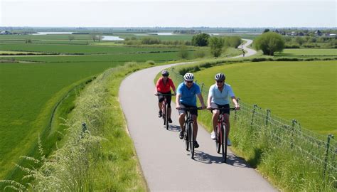 Fietsers op een pad langs de kustlijn van Formentera