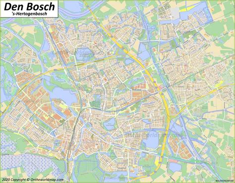 plattegrond van de regio Den Bosch met gemarkeerde omliggende plaatsen