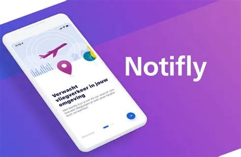 Screenshot van de Notifly app met vliegtuigverkeer op een kaart.