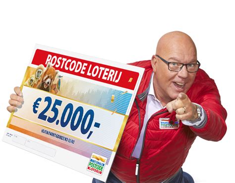 Illustratie van een Postcode Loterij lot met postcode en volgnummer.