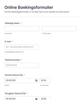 Illustratie van een online boekingsformulier voor een huurauto