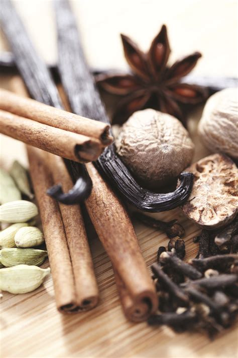 Diverse specerijen, zoals kruidnagels, kaneel en nootmuskaat, op een kruidenplantage in Zanzibar