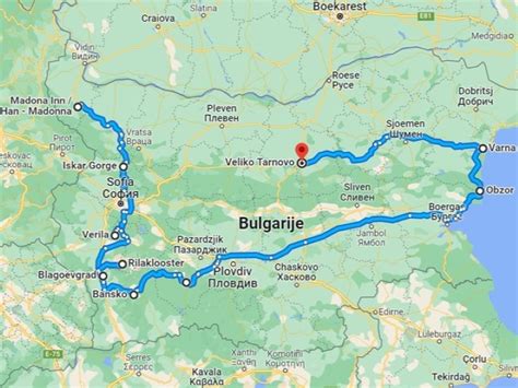 Kaart van Bulgarije met toeristische highlights