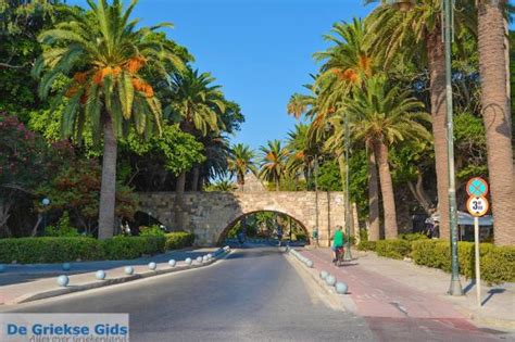 Wandelpromenade in Kos-stad met palmbomen en cafés