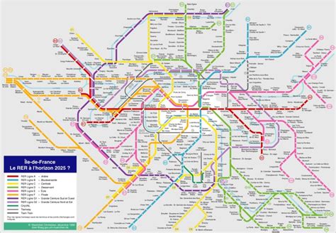 Schematische kaart van het RER-A metrolijn met stations rondom Disneyland Parijs