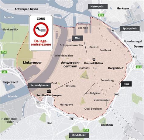 Informatiebord over de lage-emissiezone van Antwerpen