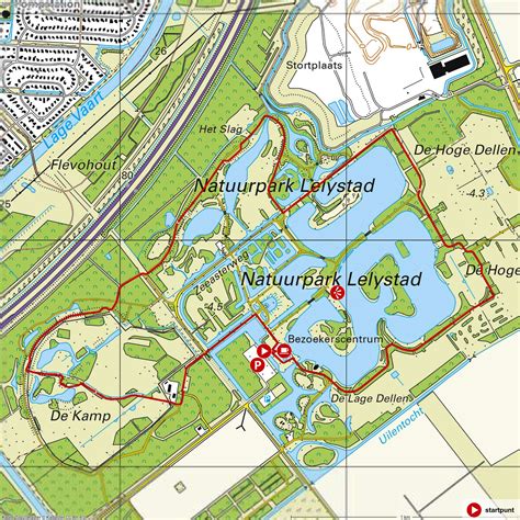 Luchtperspectief van Natuurpark Lelystad met diverse waterpartijen en bossen