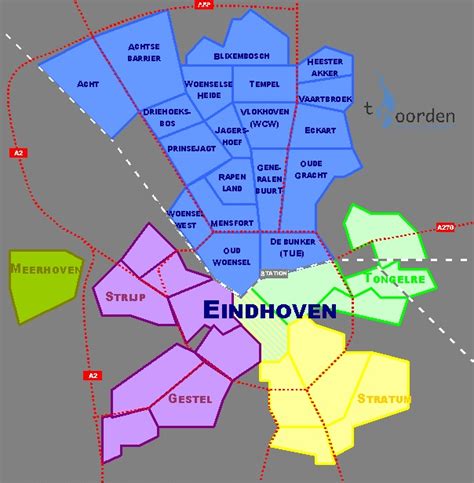 Kaart met de locatie van Eindhoven Airport ten opzichte van het stadscentrum