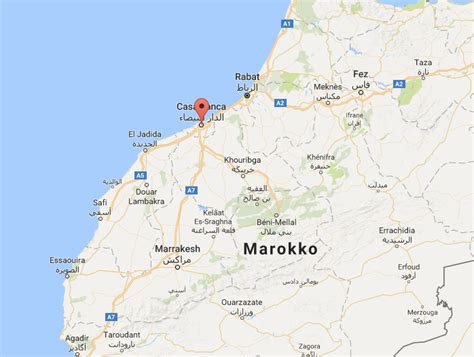 Kaart van Casablanca met de locaties van de SIXT-vestigingen.