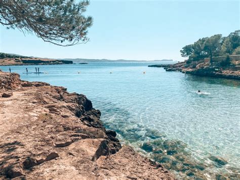Een idyllisch baaitje in Cala d'Or met kristalhelder water en omringende pijnbomen.