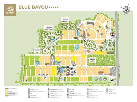 Kaart met de ligging van Camping Sandaya Blue Bayou nabij Vendres Plage en de Middellandse Zee