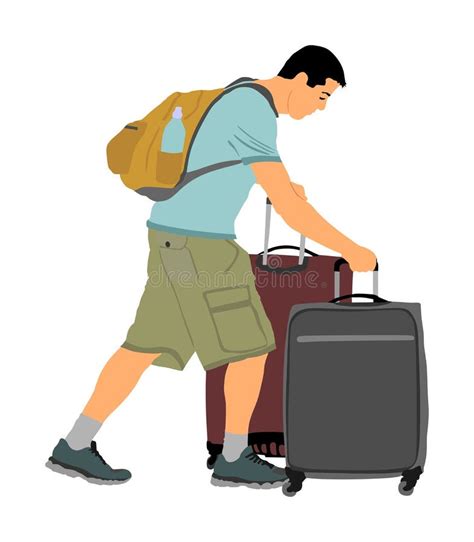 Illustratie van een reiziger die zijn koffer achterlaat bij een Nannybag-locatie in Düsseldorf.