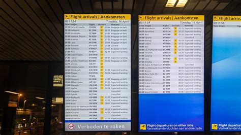 Informatiebord op Schiphol met vertrek- en aankomstinformatie