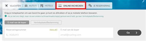 Infographic die de stappen van online inchecken bij Vueling illustreert.