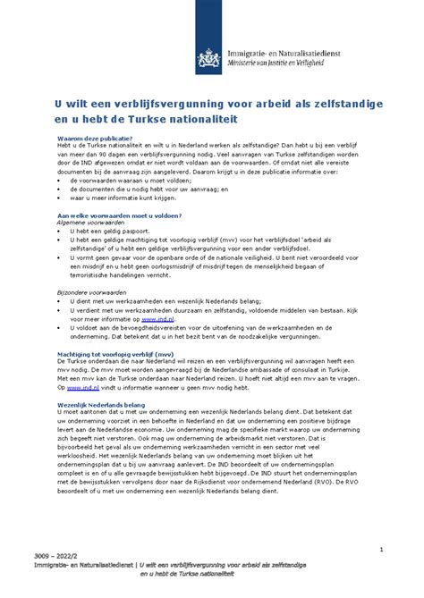 Informatieposter over de benodigde documenten voor een Turkse verblijfsvergunning