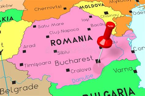 Kaart van Roemenië met Boekarest gemarkeerd en routes naar belangrijke steden