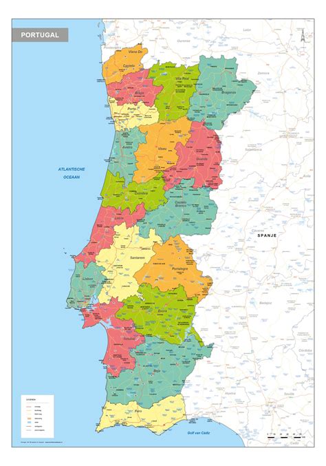 plattegrond van Portugal met reisadvieskleuren