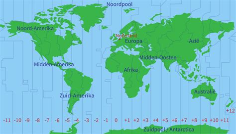 Grafische weergave van de tijdzones van Amsterdam en New York City met aanduiding van het standaard tijdsverschil van 6 uur.